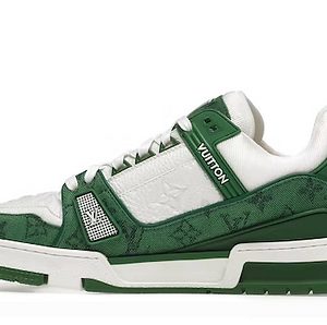 LVTN- TRAINER GREEN MONOGRAM DENIM WHITE