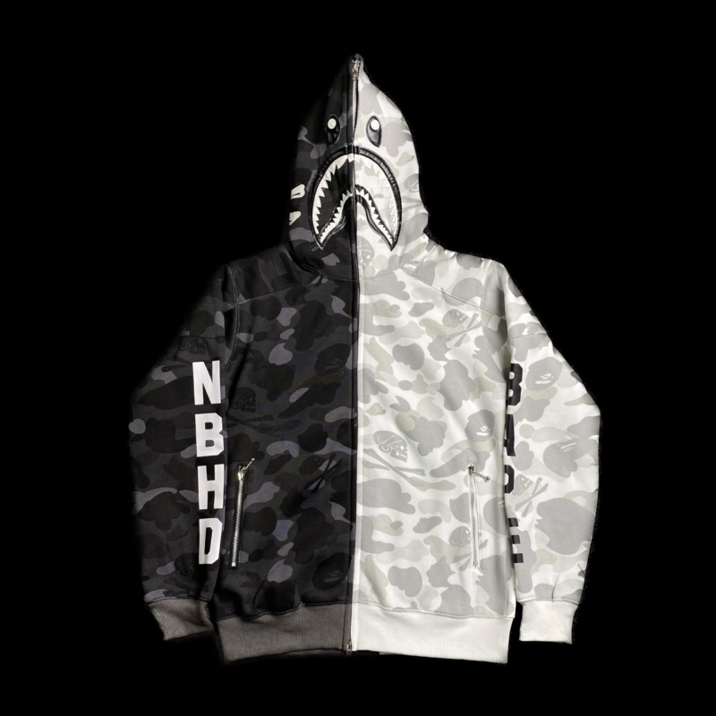 HOODIE ZIP - BAPE BLACK/WHITE