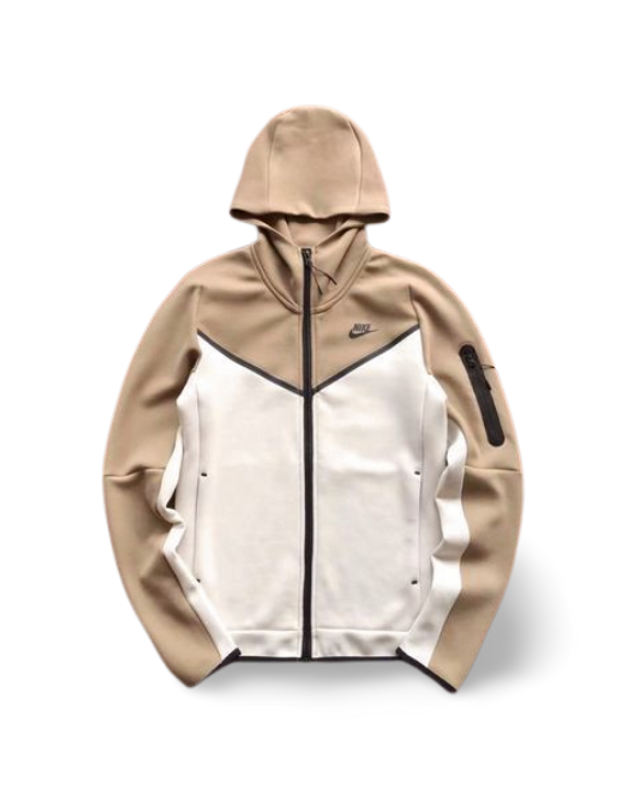TECH FLEECE - ALMOND BROWN/WHITE (complete)